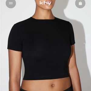 Khy seamed baby tee in Large/L black